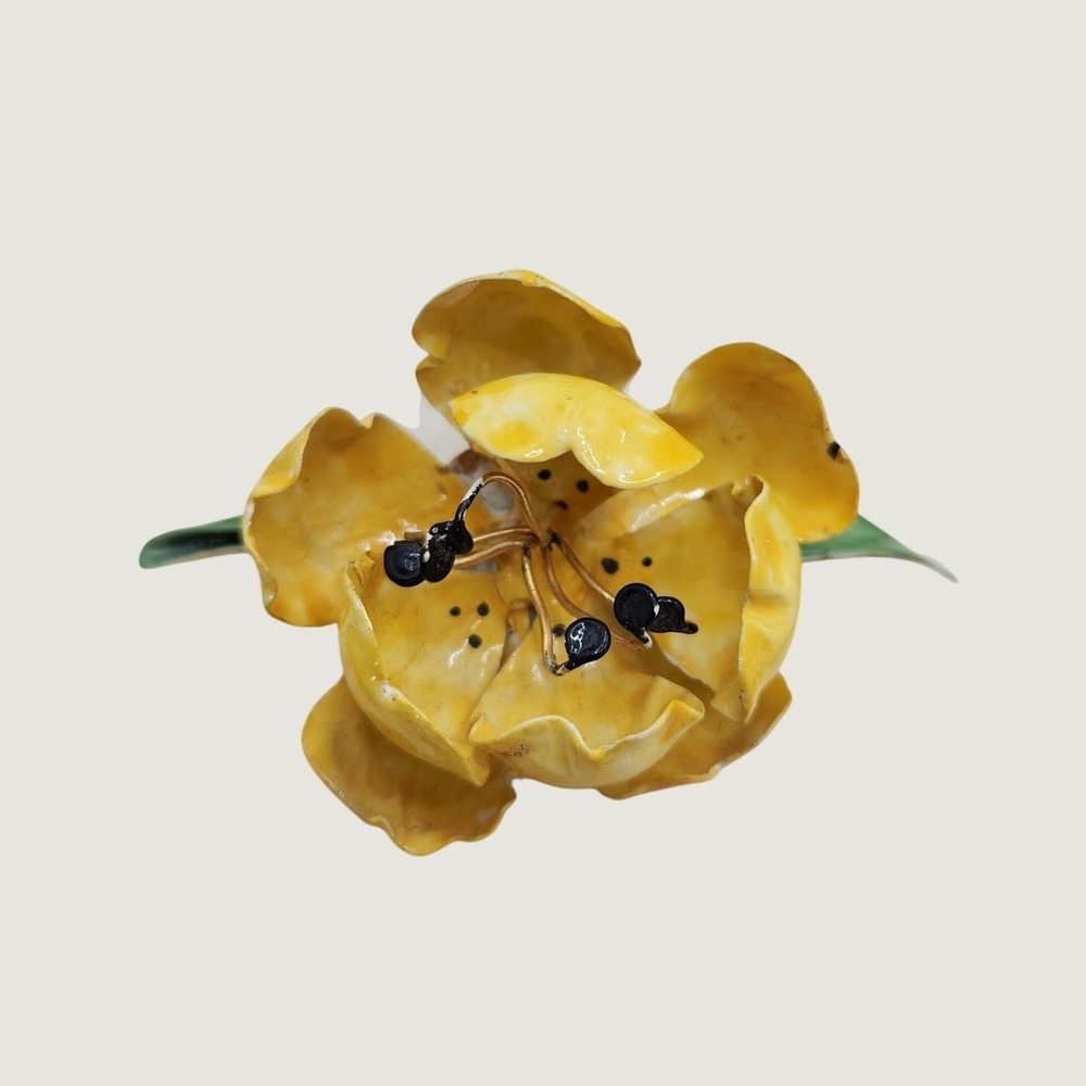 Vintage Yellow Enamel Flower Brooch Mod Pop Art Pin Original by Robert 1960s